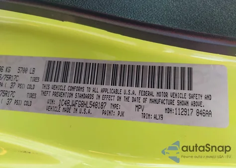 2017 Jeep Wrangler Unlimited Rubicon 4X4 z USA, uszkodzony, nr VIN 1C4BJWFG8HL548187